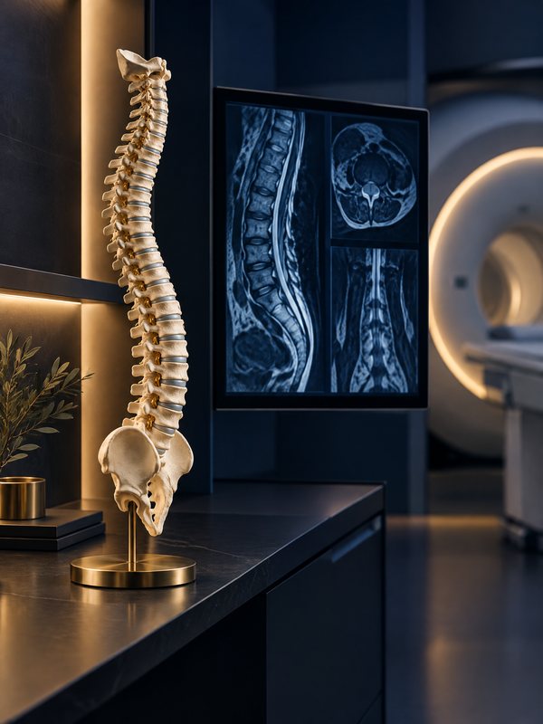 Illustration éditoriale — Neurochirurgie et pathologies de la colonne vertébrale